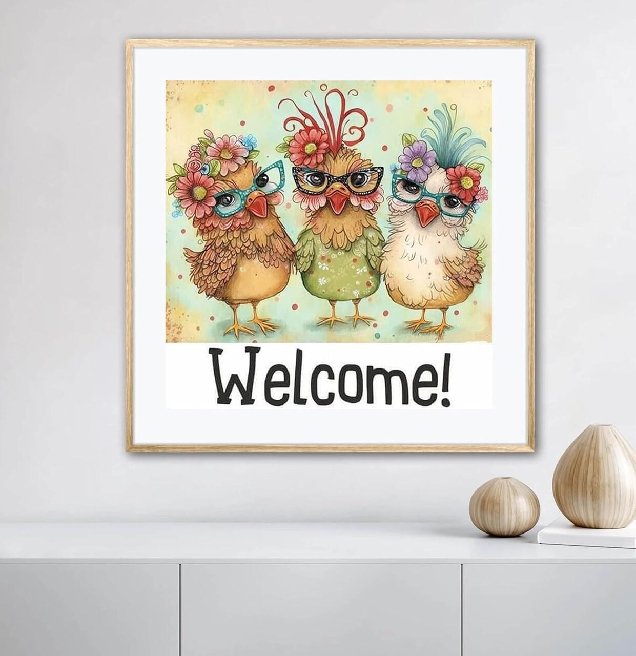 Hen Stamped Cross Stitch Kit for Beginners – 11CT Pre-Printed Needlepoint Embroidery DIY Kit for Adults